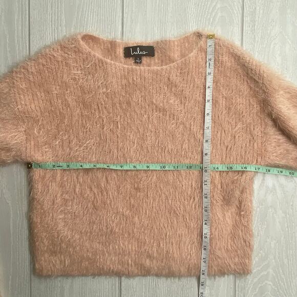 Lulus Women's Dream State Pink Eyelash Knit Cropped Sweater Size Large - Picture 4 of 7